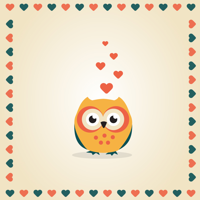 Cute love owl vector material
