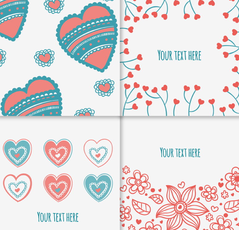 4 painted background vector material love
