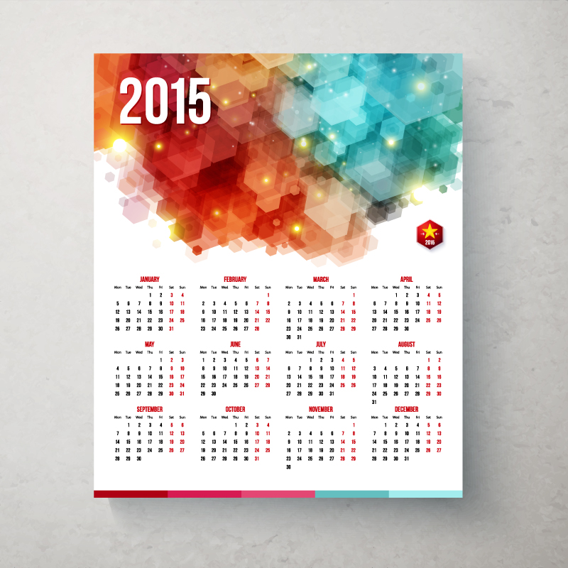 2015 Dream hexagon calendar vector material
