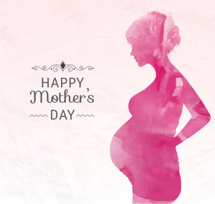 Mother Saving color greeting card vector material
