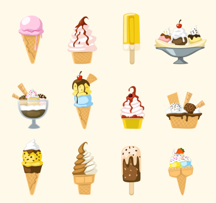 12 delicious ice cream vector material
