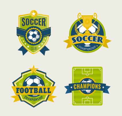 4 Creative football label vector material