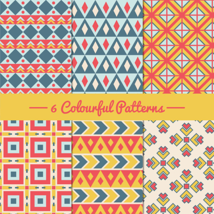6 color patterns seamless background vector