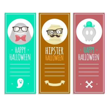 3 color Halloween banner Vector