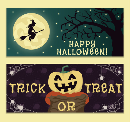 2 Vintage Halloween banner Vector