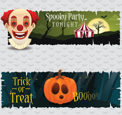 2 creative Halloween party banner vector