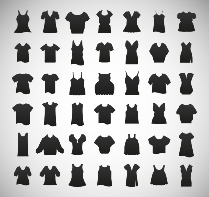 42 of women's apparel silhouette icon vector material