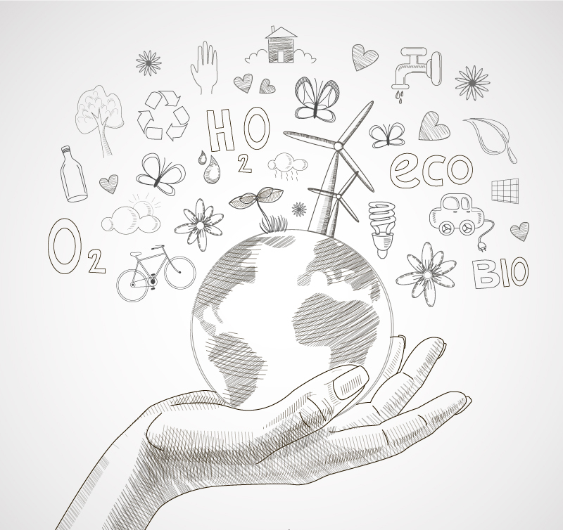 Hand-painted single Satisfy move illustrator vector material green planet