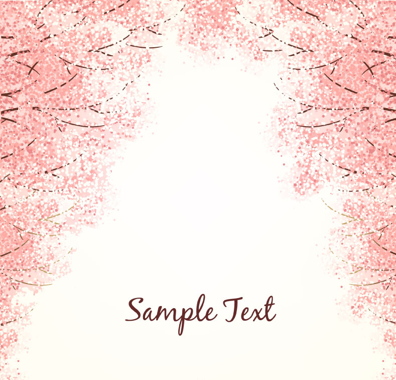 Painted cherry blossom tree vector material