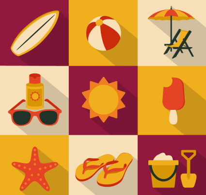 9 square icon vector summer vacation