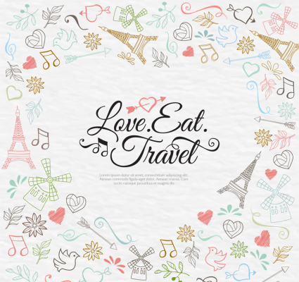 Painted global travel design vector material