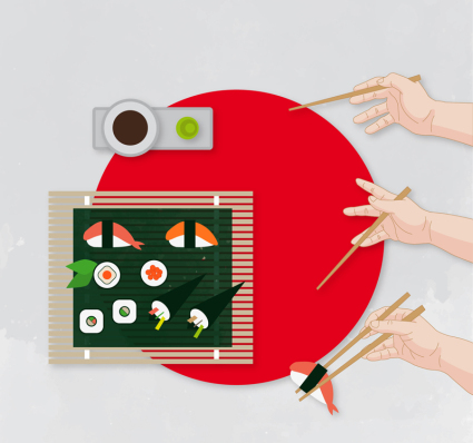 Japanese chopsticks and usage of vector material