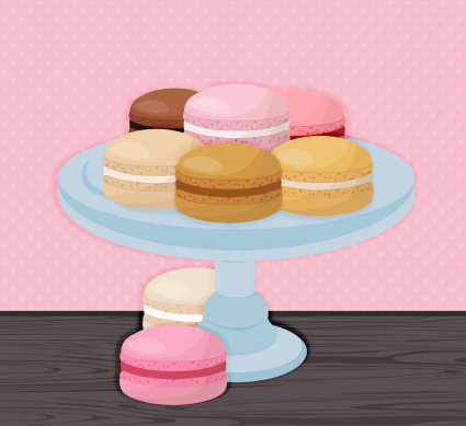 Tall plate macarons vector material