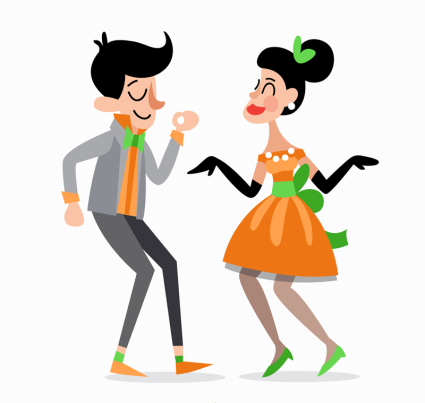 Creative men and women dancing vector material