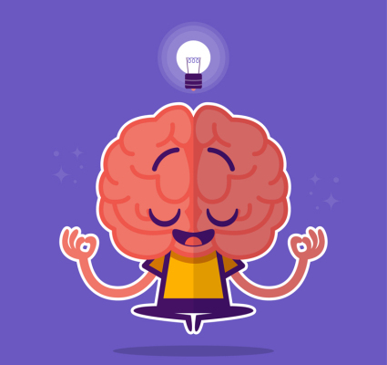 Cartoon meditation brain vector material