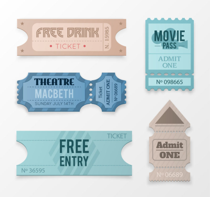5 tickets creative design vector material