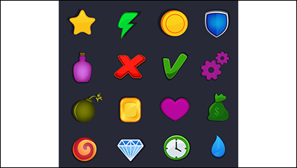 16 models of cartoon game icon vector material