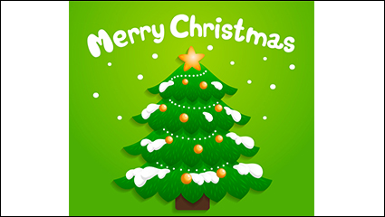 Cartoon snow Christmas tree vector material