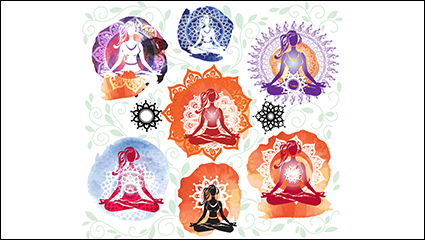 Yoga seamless background pattern vector material