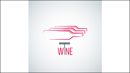 Creative logo and bottle wine list vector material