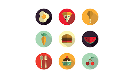 9 delicious food icon vector