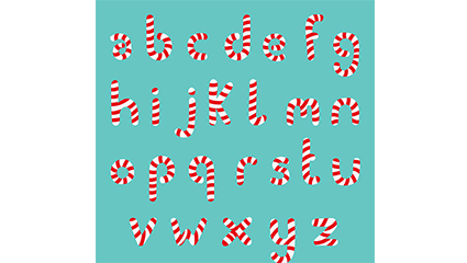 26 candy letters design vector