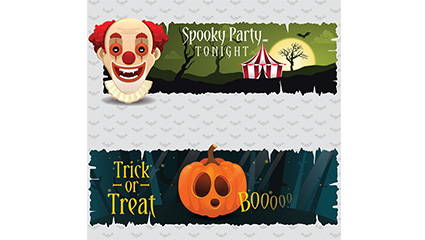 2 creative Halloween party banner vector