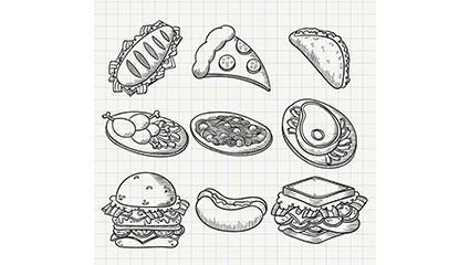 9 painted delicious food vector material