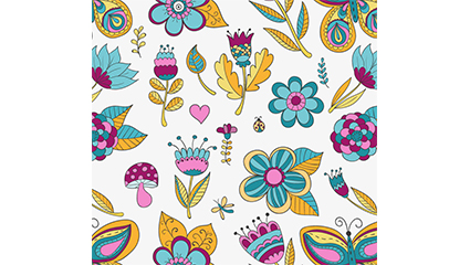 Cartoon abstract flowers seamless background vector