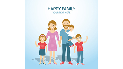 Three children happy family illustrator vector material