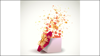 Flying colorful gift of love vector material