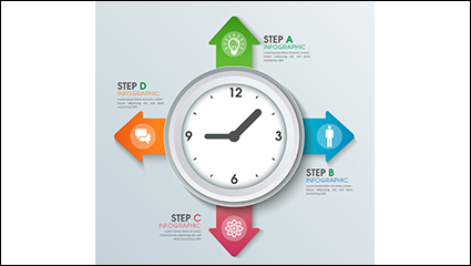 Creative clock business information map vector material