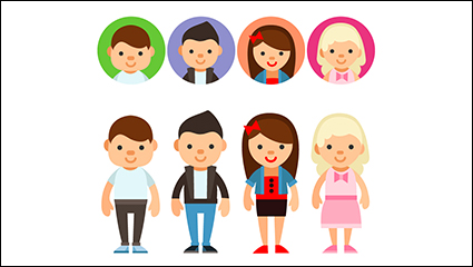 8 head design with cartoon characters vector material