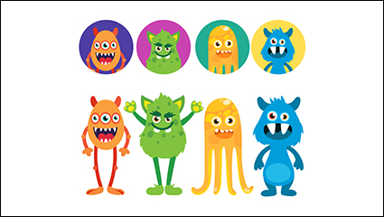 8 Cartoon monster with Avatar design vector material