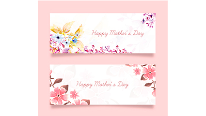 2 Mother Saving color flower banner vector