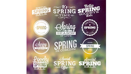 12 spring promotional label vector material
