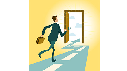 To the door of the business man vector map