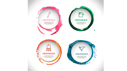 4 watercolor round tag vector material