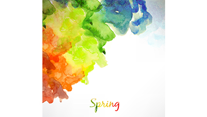Spring watercolor ink background vector material