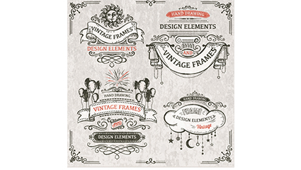 4 retro ribbon label vector material