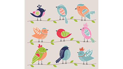 9 Cartoon Bird Design Vector