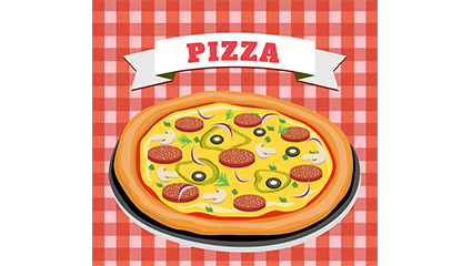 Delicious sausage pizza design vector material