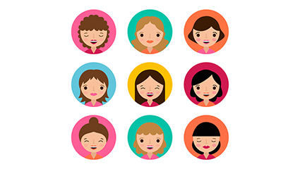 9 Cartoon head of a woman vector material