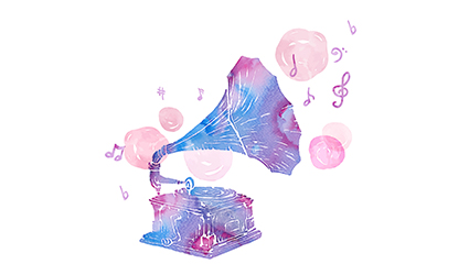 Stained water gramophone vector material