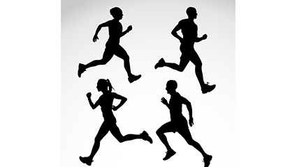4 running silhouette figures vector material