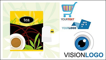 Tea packaging and logo template vector material