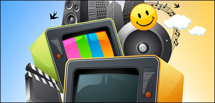 Vector colorful multimedia material