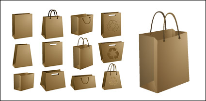 Kraft paper bags of material empty vector