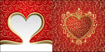 gorgeous heart-shaped and the background pattern vector material