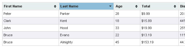 Based on jQuery table with sorting function (JS + CSS)